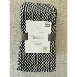 NWT POTTERY BARN BABY KIDS GEO JACQUARD CRIB BED SKIRT Black White 
Chic‎